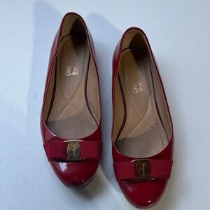 Salvatore Ferragamo Red Varina Ballet Flat - Size 10 - Pre-loved